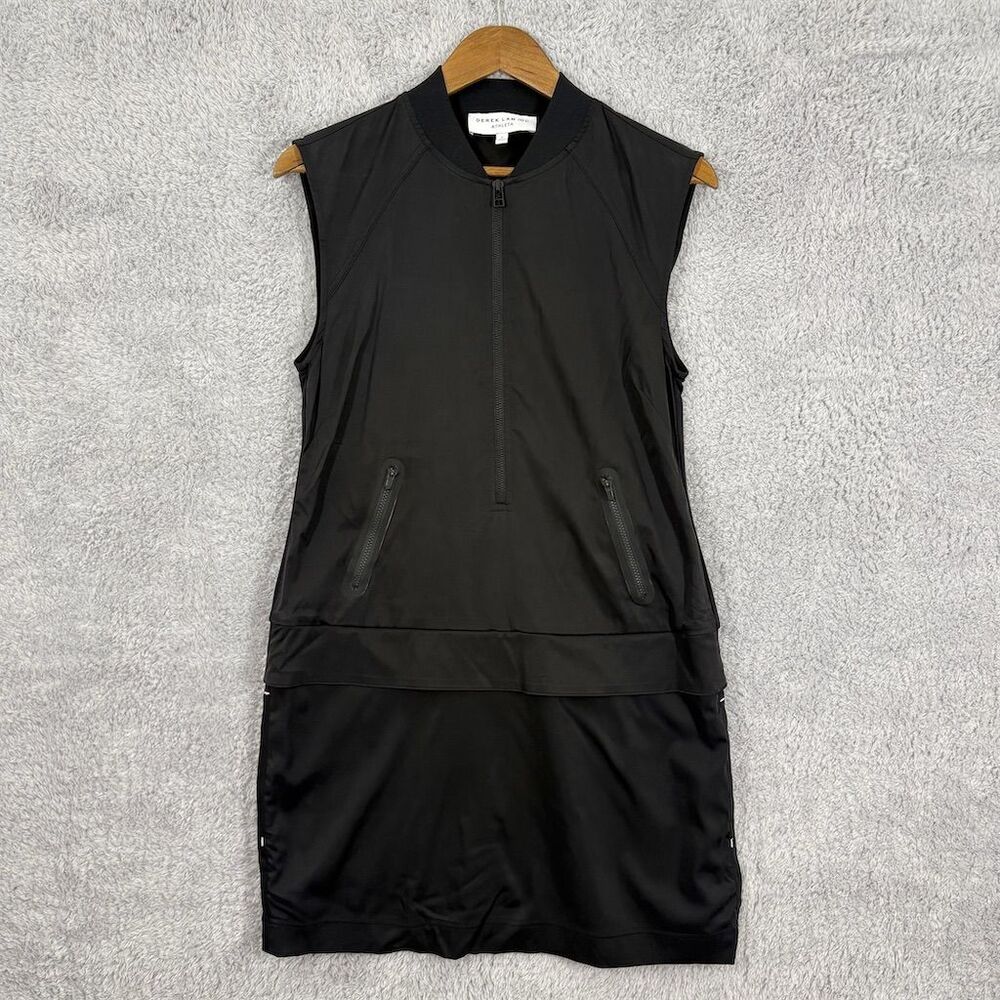 Athleta Derek Lam Studio Sleeveless Zip Mini Dress Size S Black Pockets Sporty